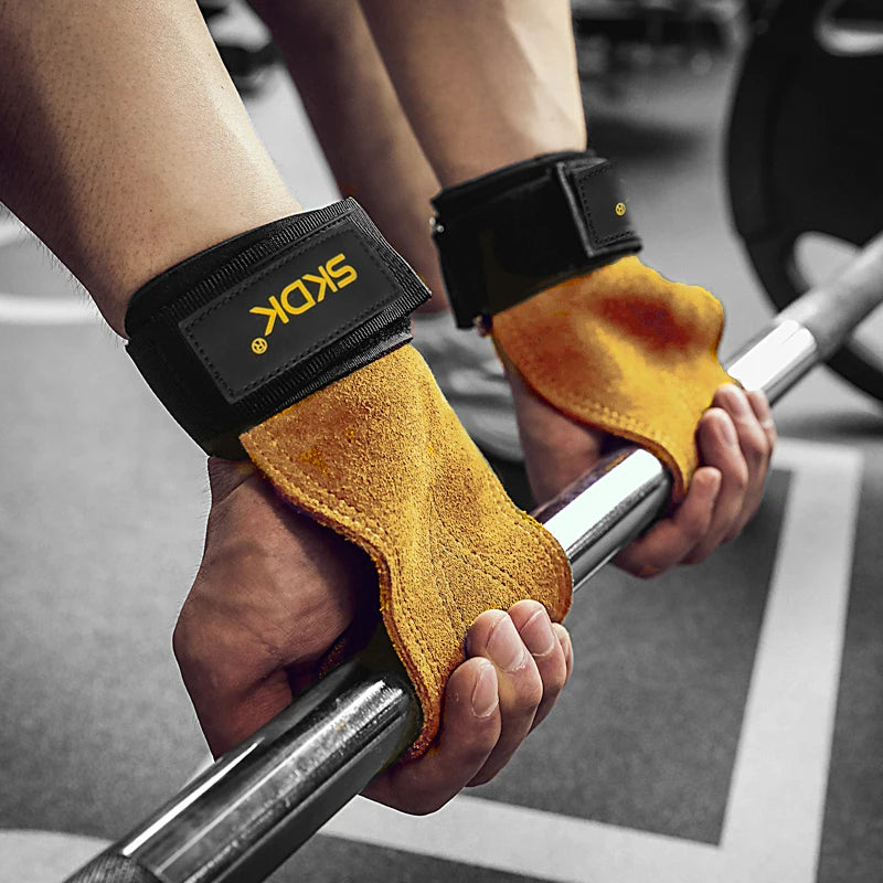 Cowhide Gym Grips with Wraps