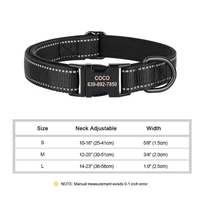 Reflective Personalized Nylon Dog Collar