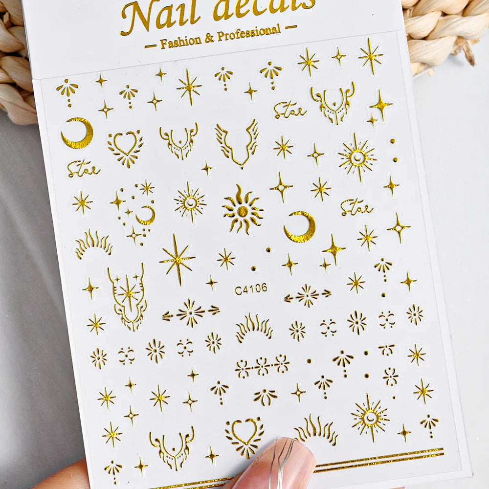 3D Metal Flame Nail Stickers