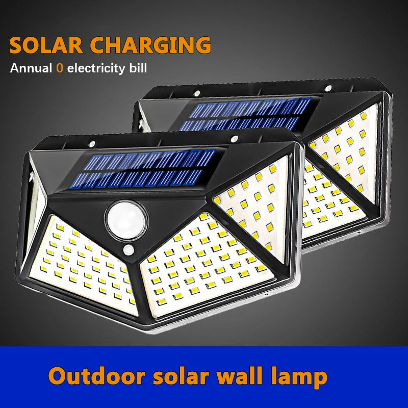 100 LED Solar Wall Light
