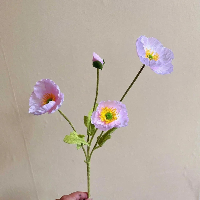 Silk Poppy Flower Branch