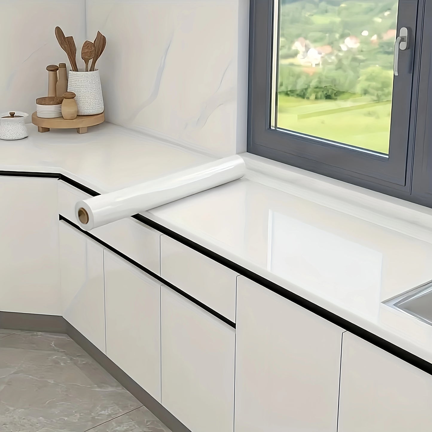 White Self-Adhesive Waterproof Wallpaper