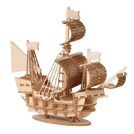 3D Wooden Sailboat Puzzle Model