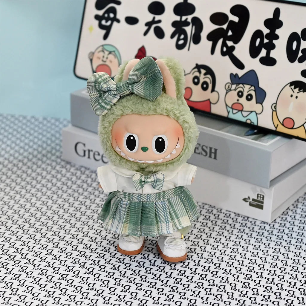 POP MART Labubu Doll 17cm JK Skirt Outfit Set