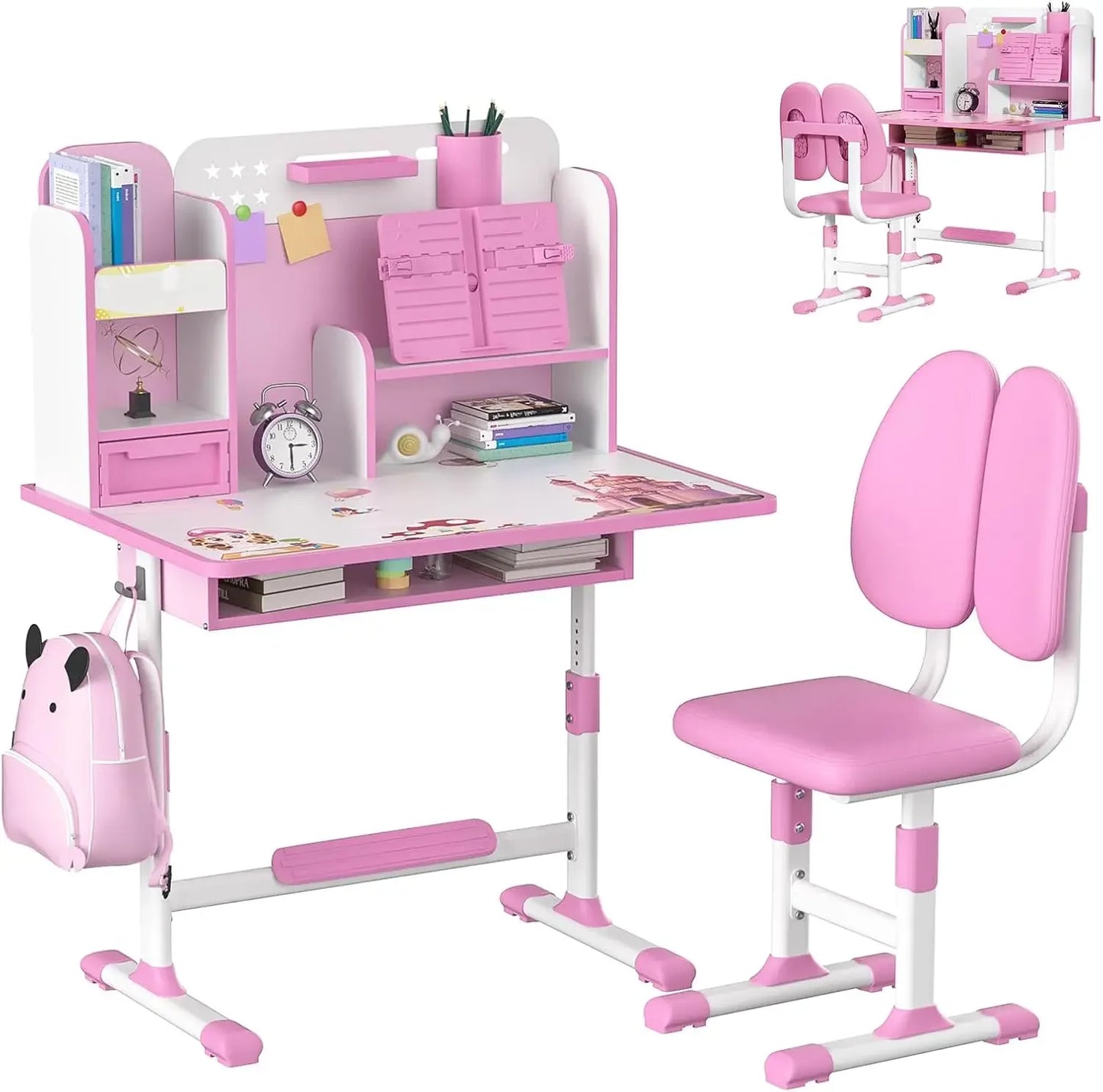 Kids Adjustable Study Desk Set