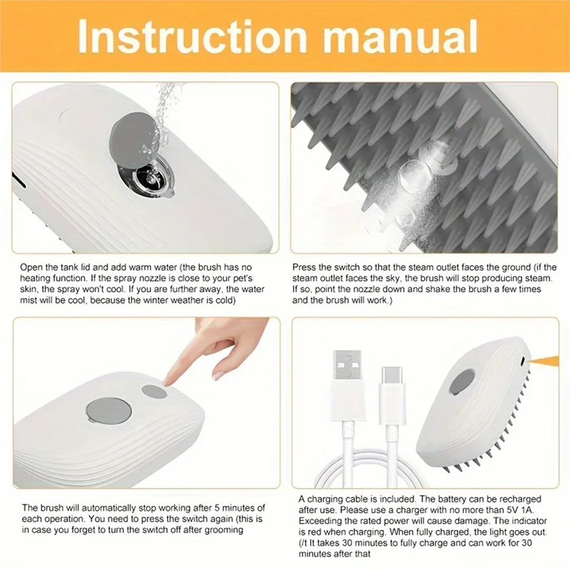 Electric Pet Steam Grooming Brush