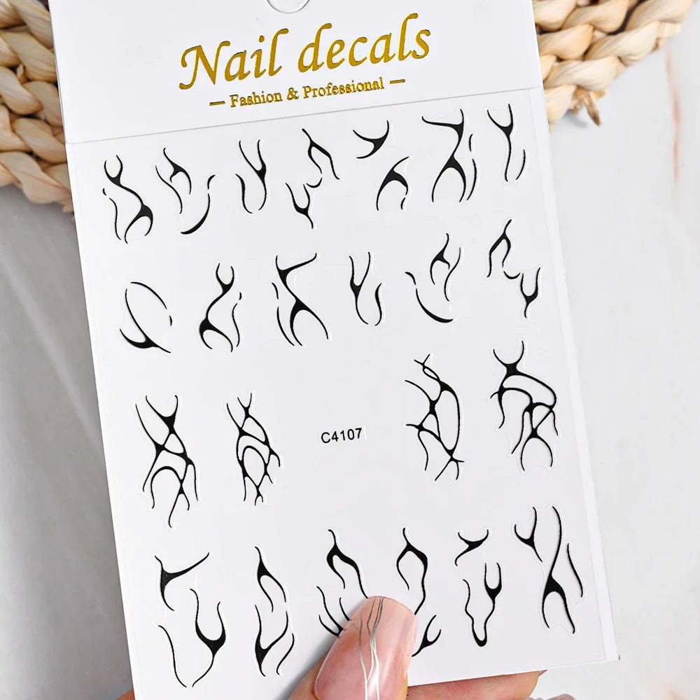 3D Metal Flame Nail Stickers