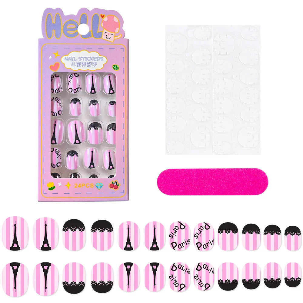 24Pcs Cute Bow Press-On Nails