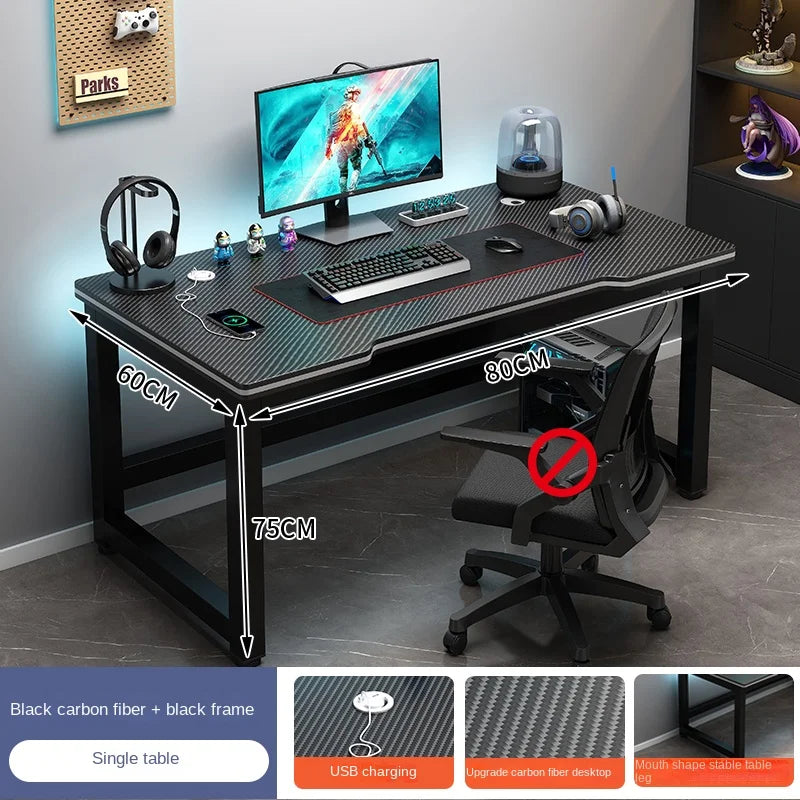 OLOEY European Black Metal Computer Desk