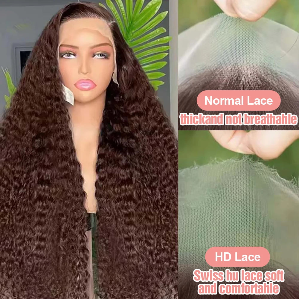 Chocolate Brown Curly Lace Wig