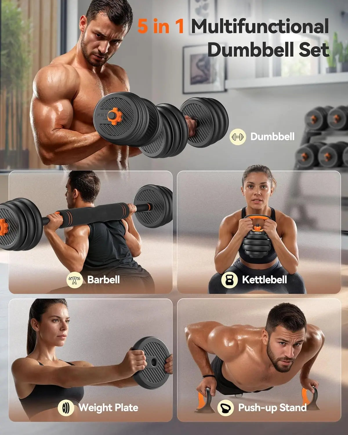Adjustable 5-in-1 Dumbbell Set