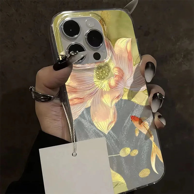 Golden Lotus Koi iPhone cover