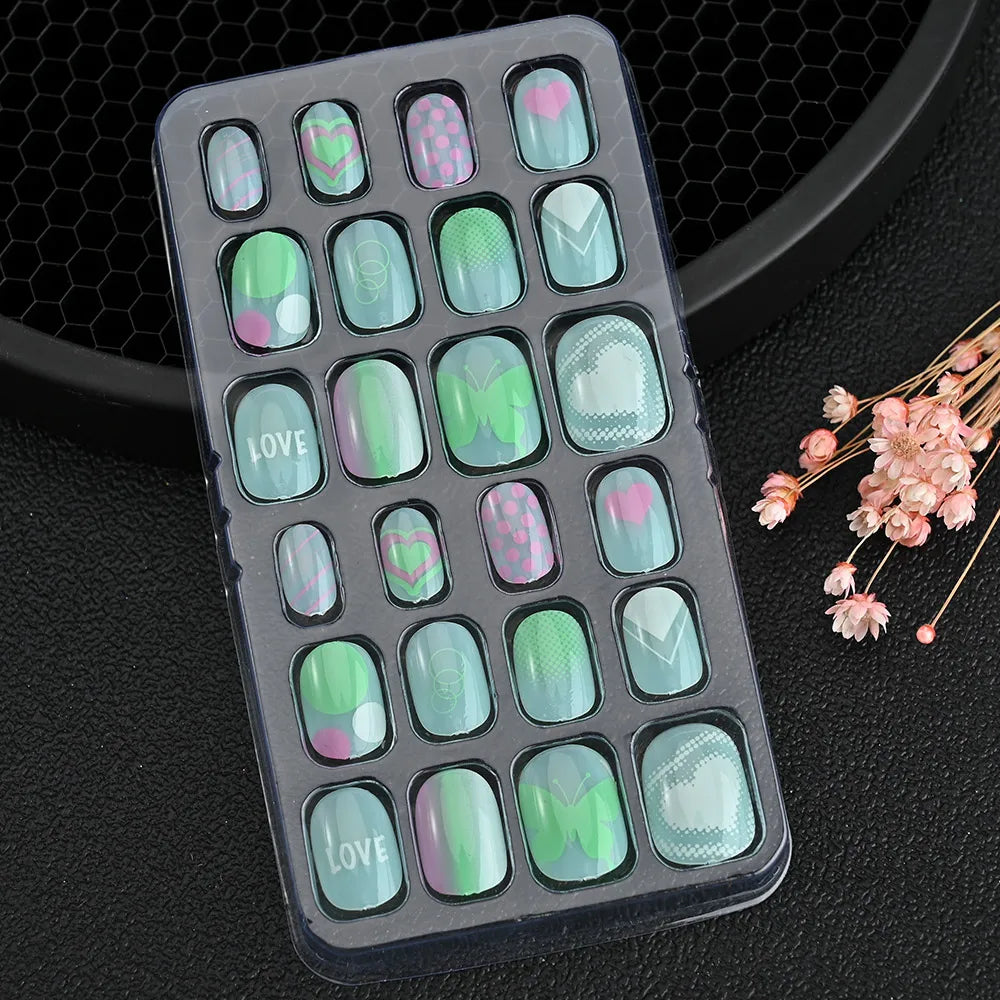 24Pcs Cute Bow Press-On Nails