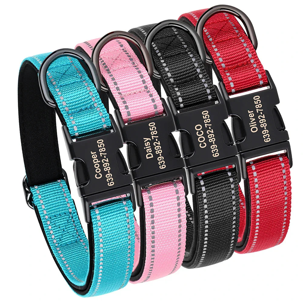Reflective Personalized Nylon Dog Collar
