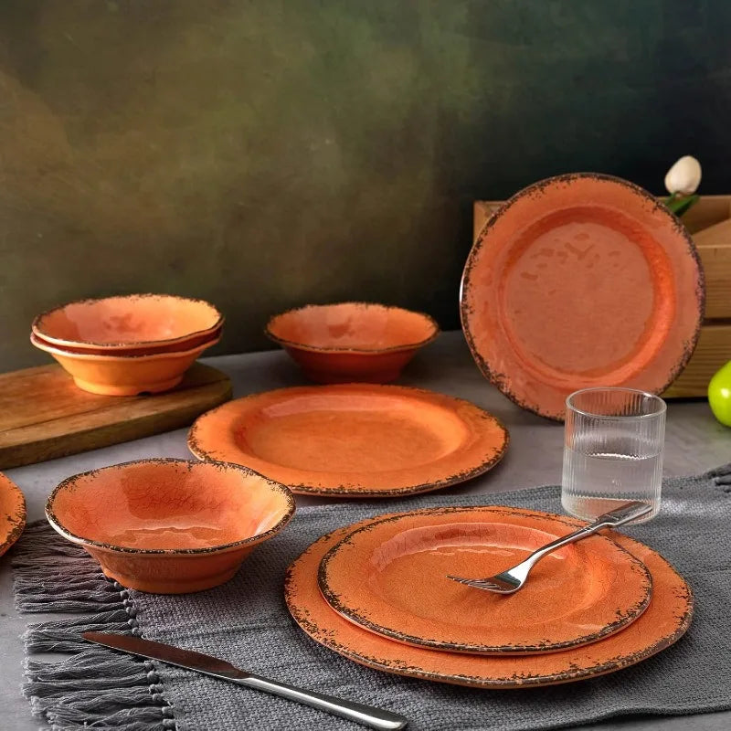 Crackle Melamine Dinnerware Set