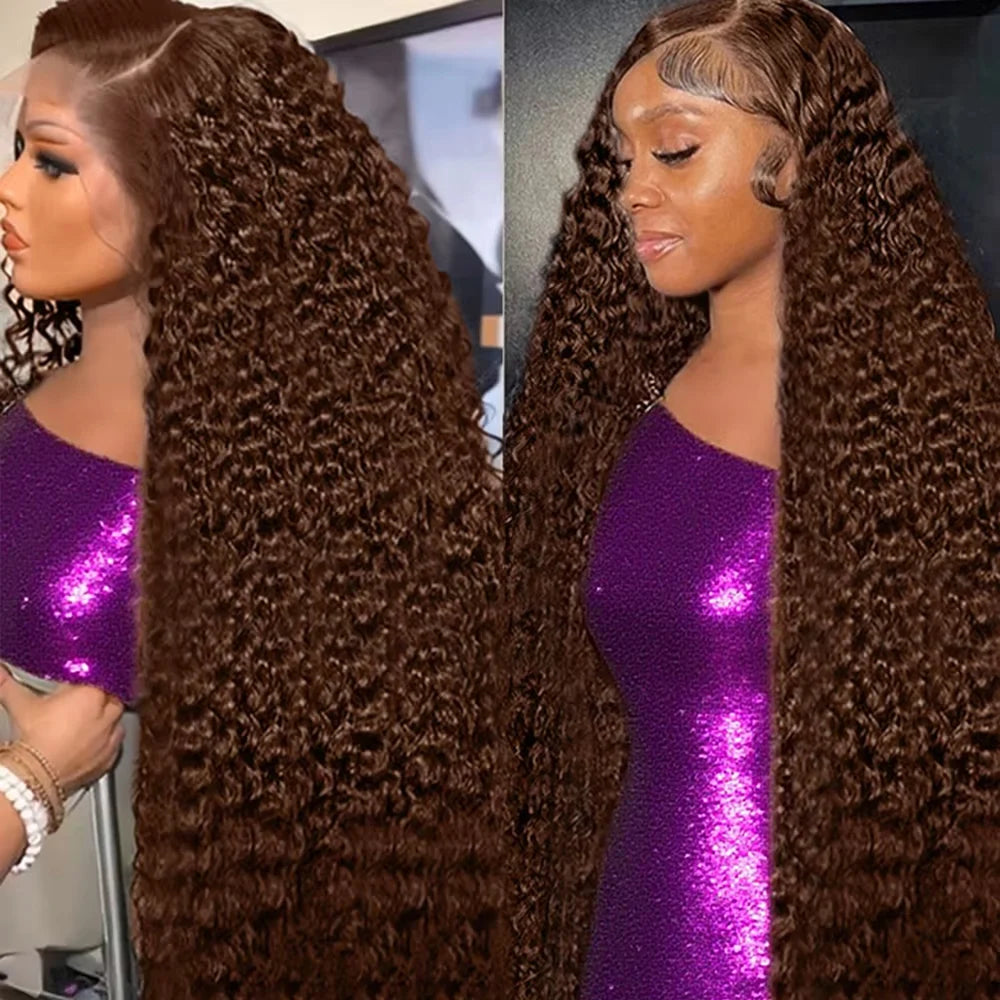 Chocolate Brown Curly Lace Wig