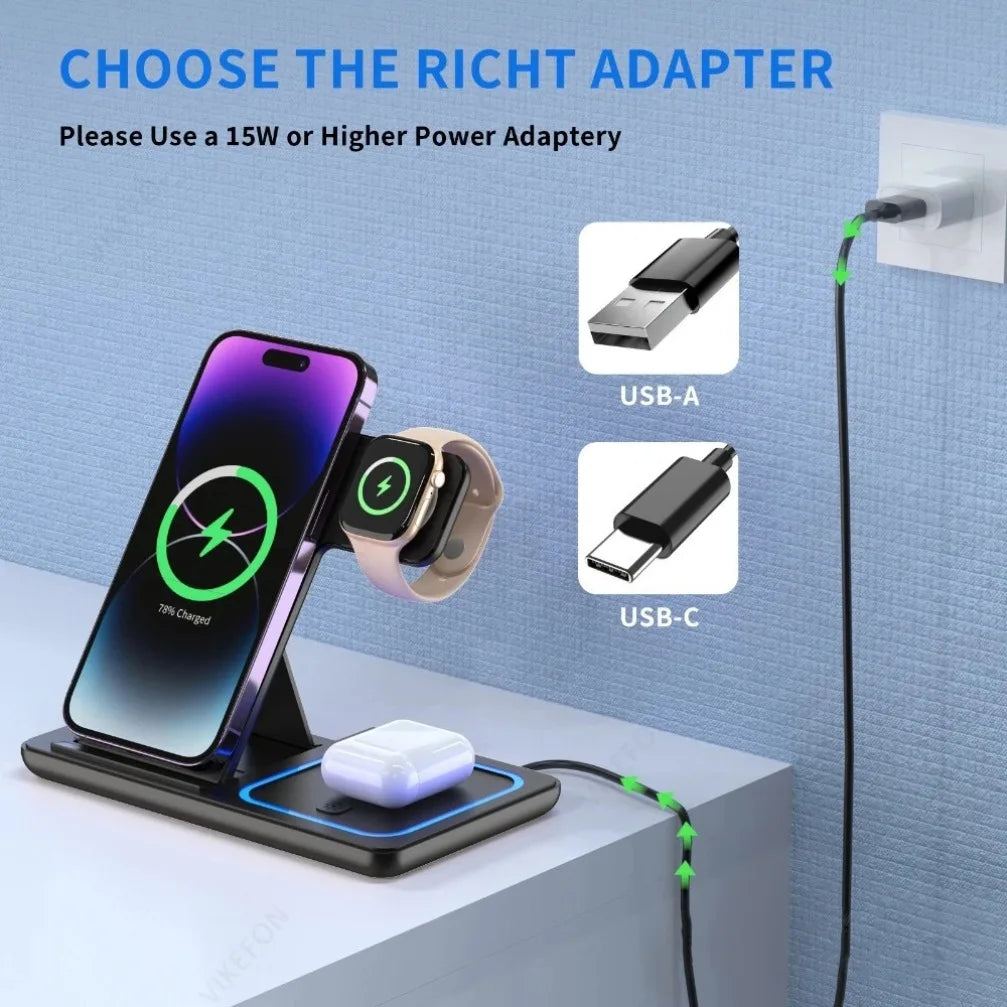 VIKEFON 30W Foldable 3-in-1 Charger