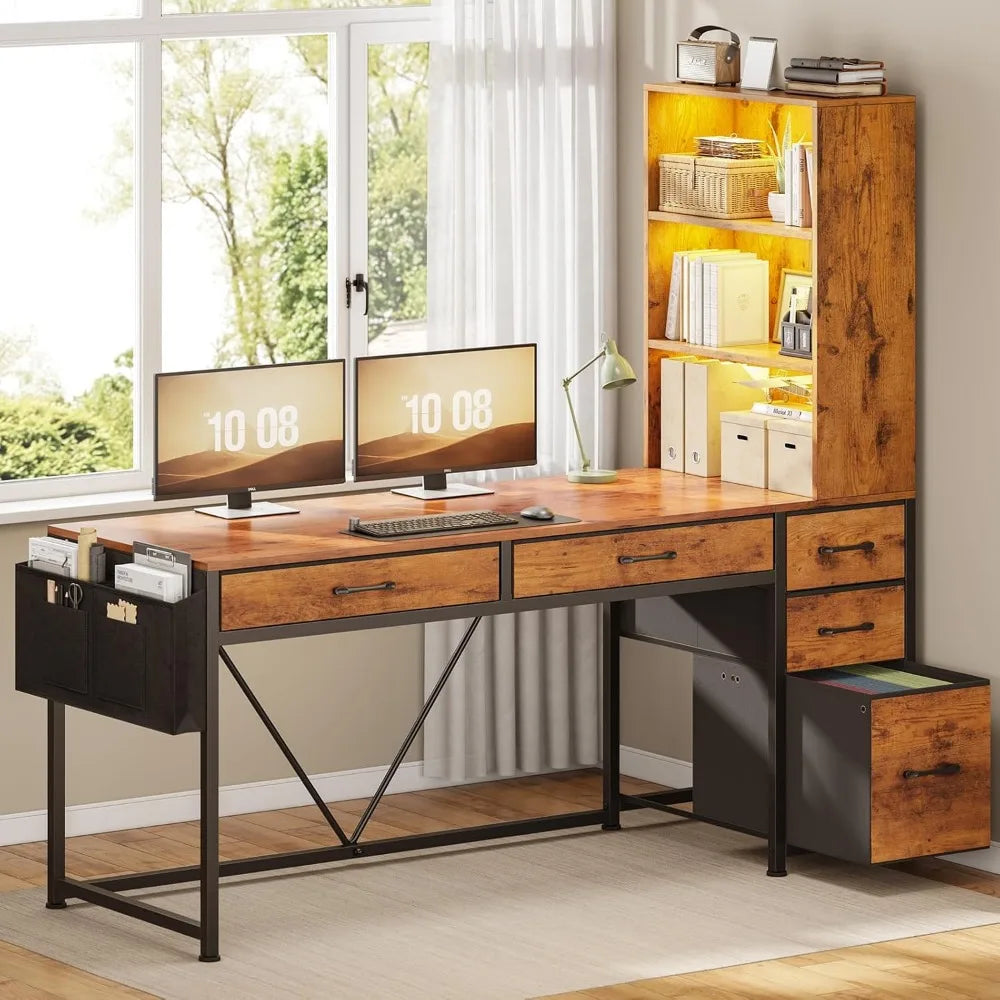 Reversible Computer Desk with Storage