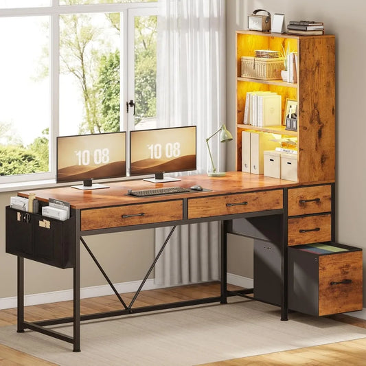 Reversible Computer Desk with Storage