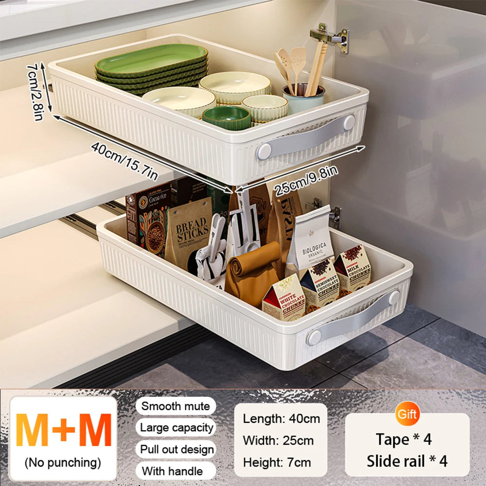 2PCS Sliding Kitchen Shelf Organizer