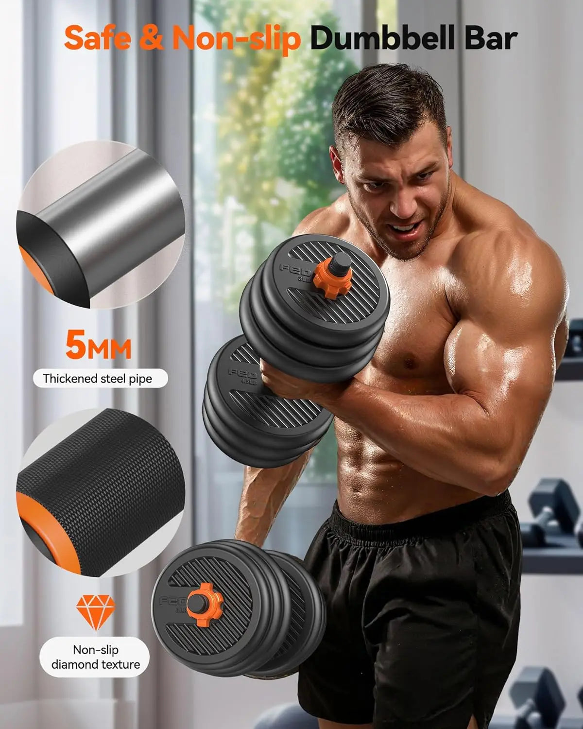 Adjustable 5-in-1 Dumbbell Set