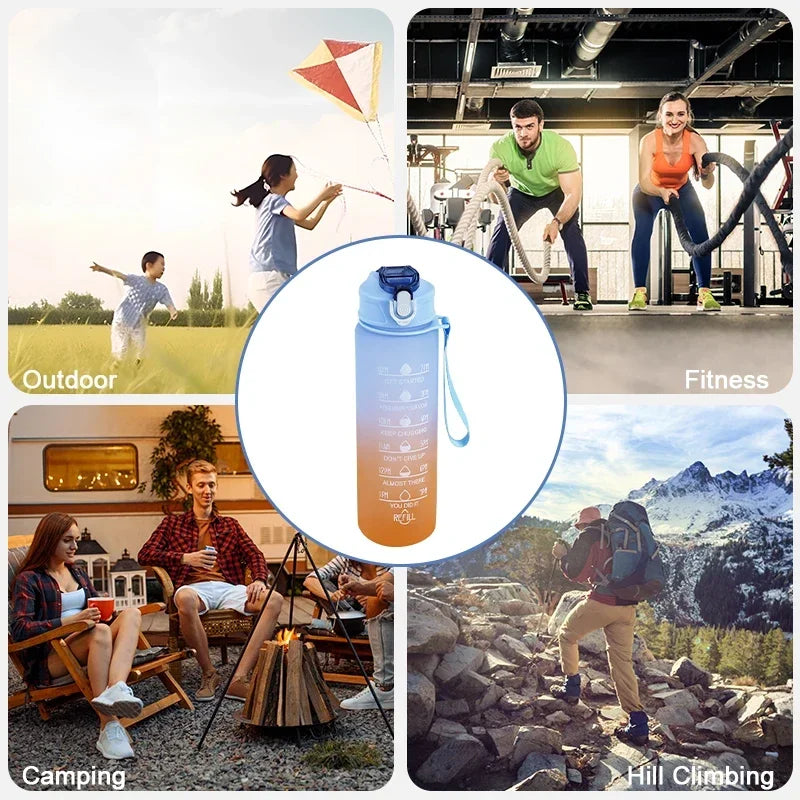 900/1000ml BPA Free Sports Water Bottle with Straw