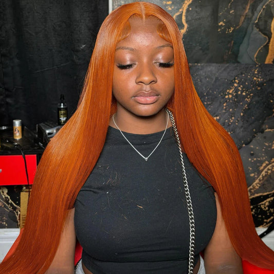 Orange Ginger Straight Lace Wig