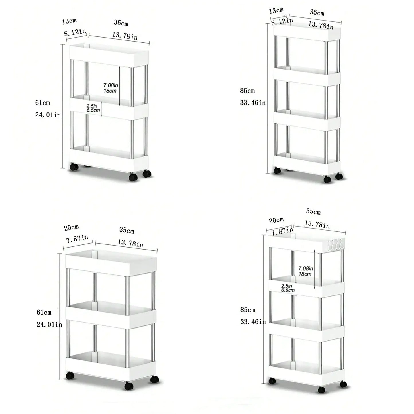 3/4-Tier Movable Gap Storage Rack