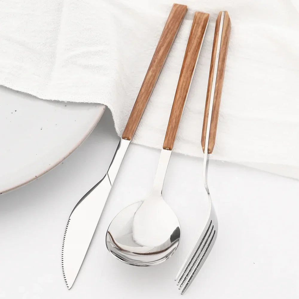 Stainless Steel Wooden Cutlery Set