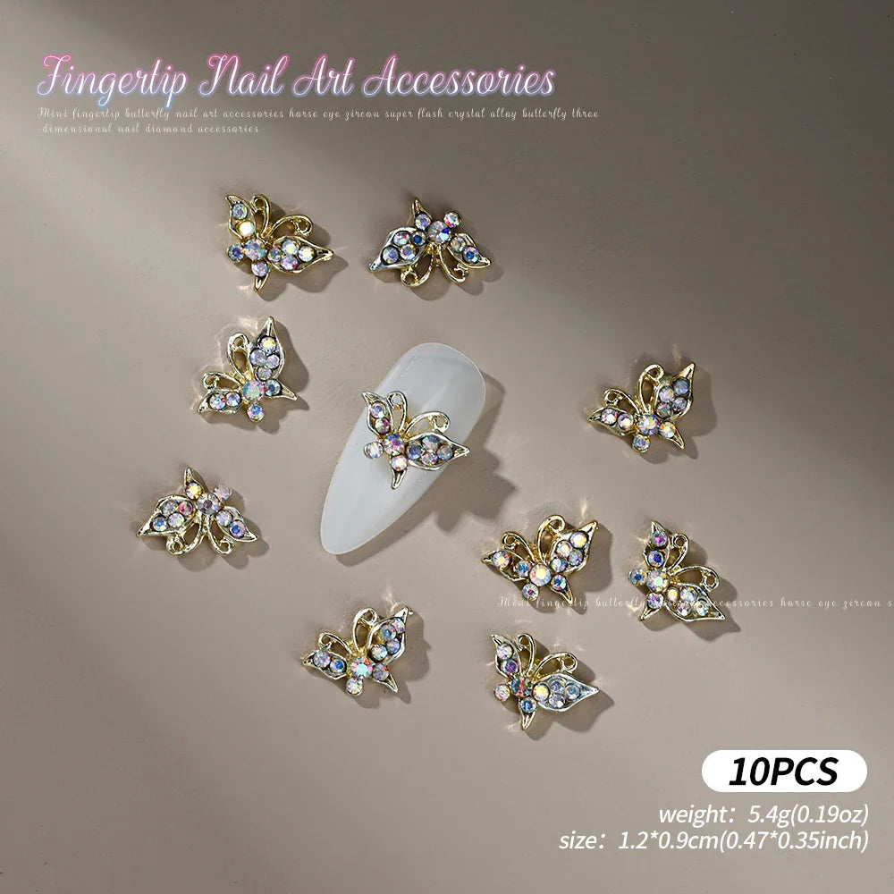Gold/Silver Butterfly Nail Charms