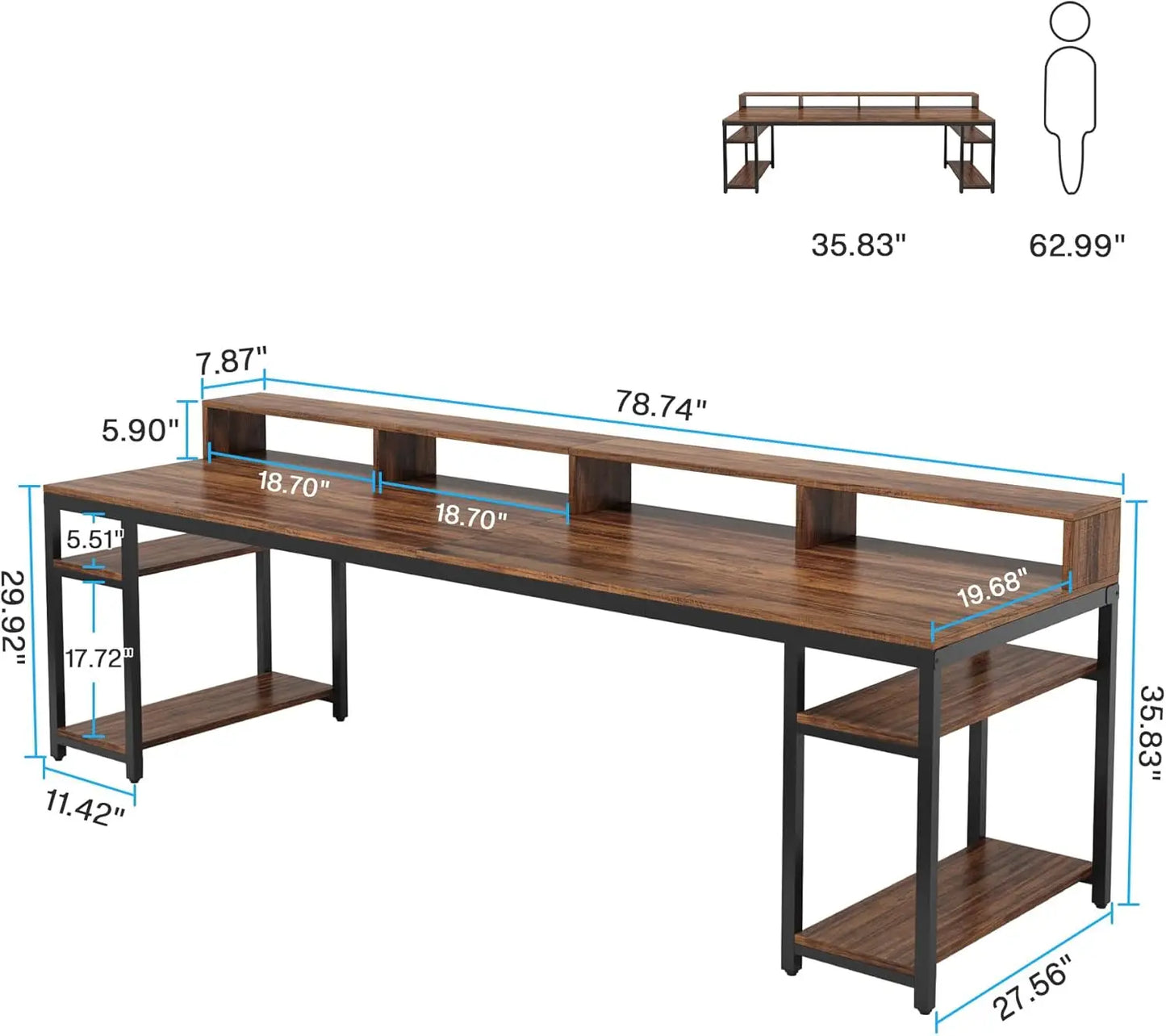 78.74" Two-Person Office Desk