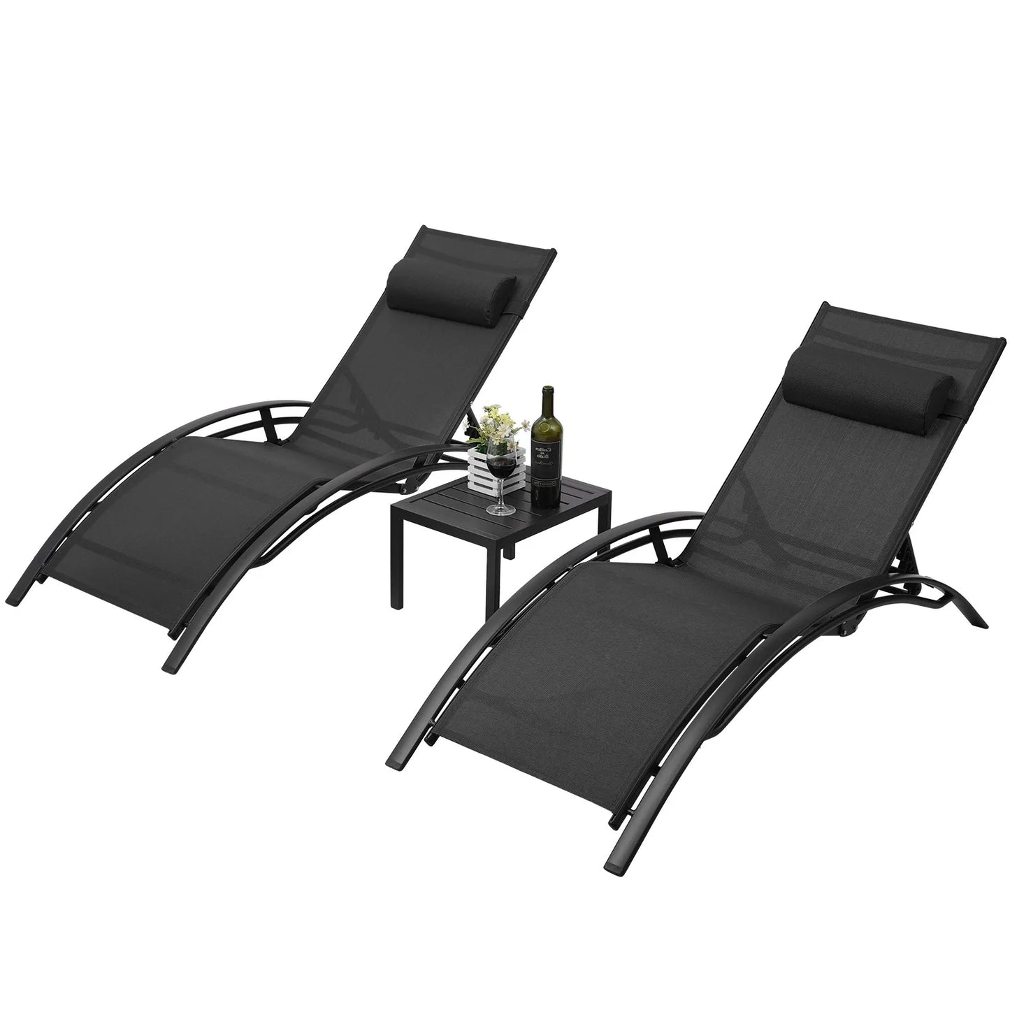 3-Piece Aluminum Sun Lounger Set