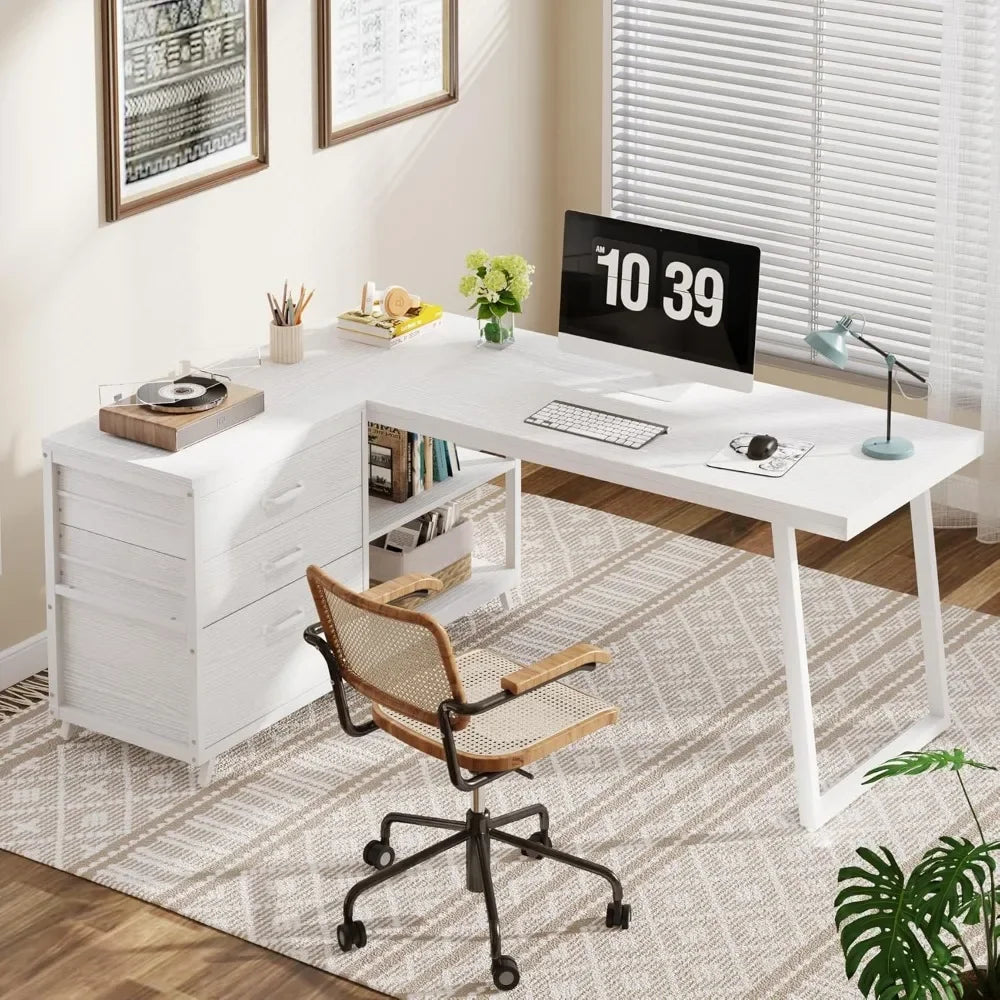 ANGDUO L-Shaped Industrial Office Desk