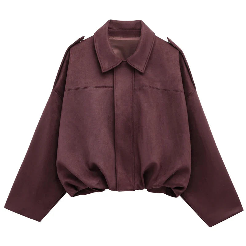 HXAO Women’s Suede Bomber Jacket