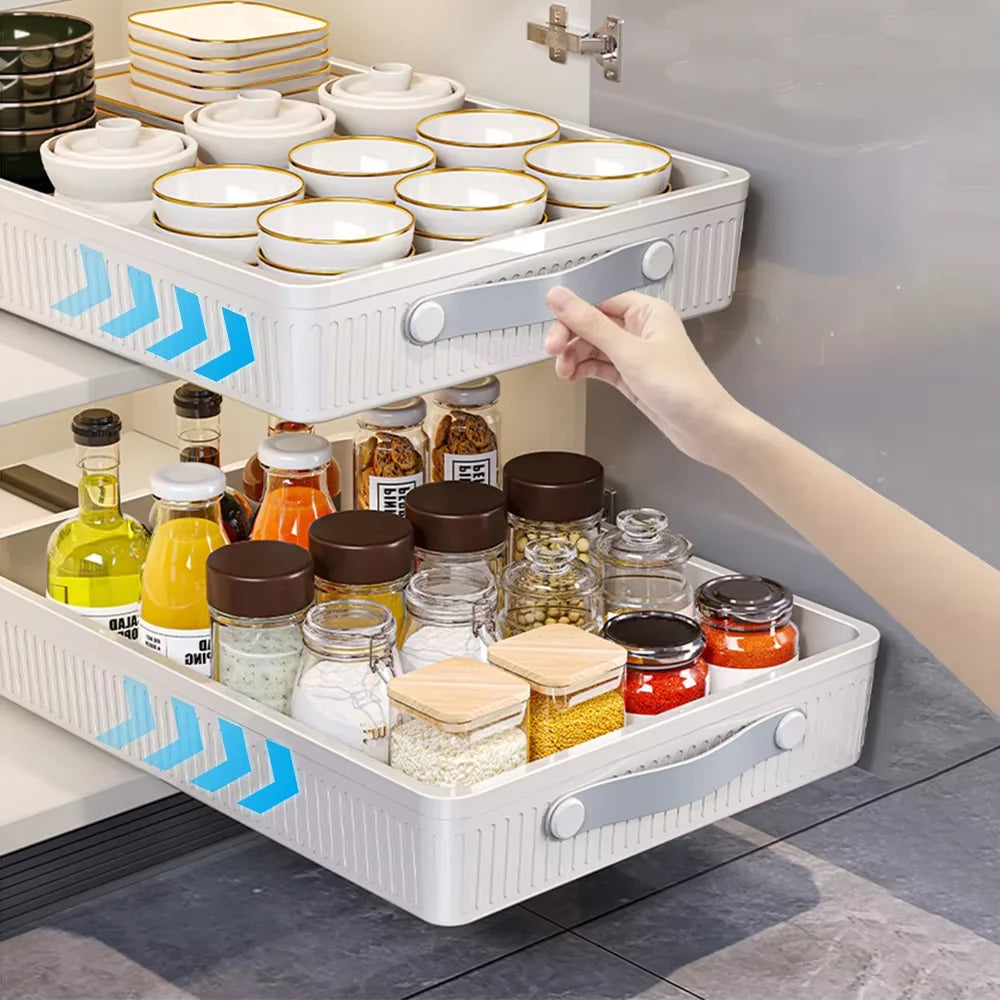 2PCS Sliding Kitchen Shelf Organizer