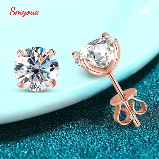 Rose Gold Moissanite Stud Earrings