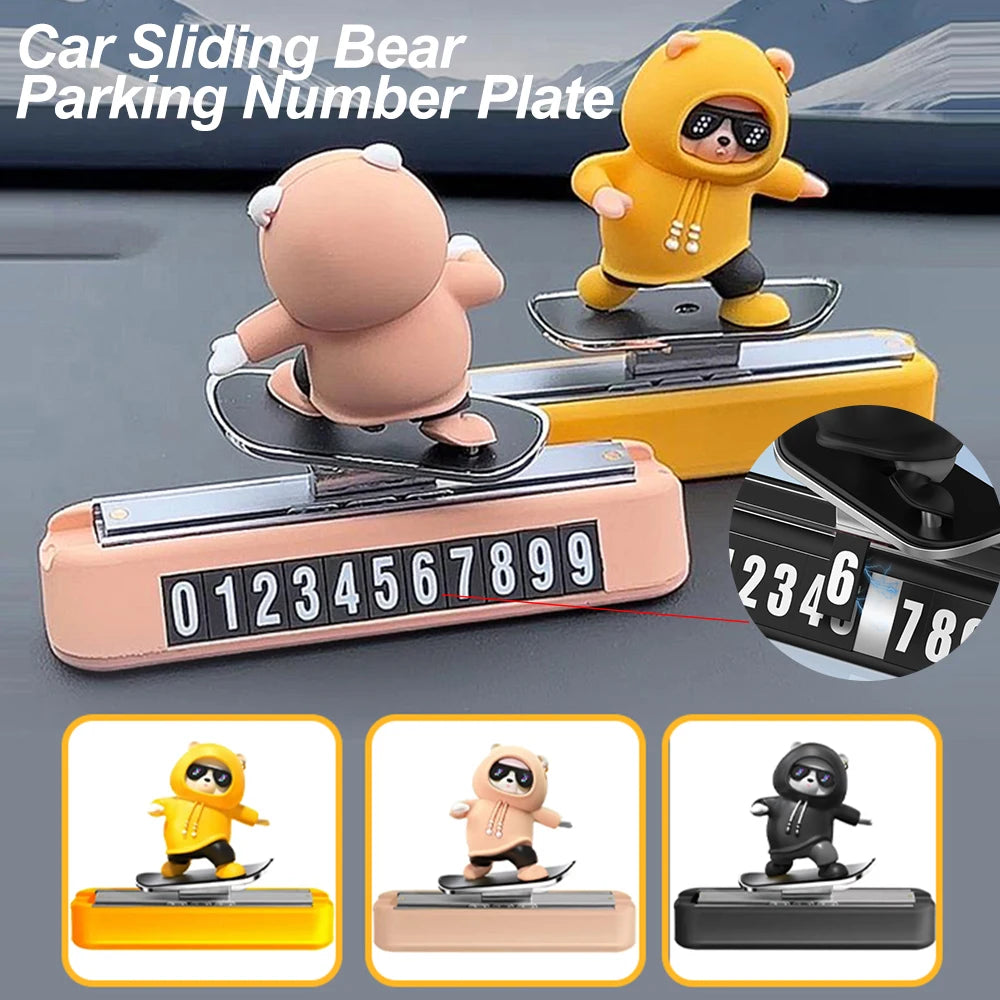 Skateboard Bear Car Dashboard Decor