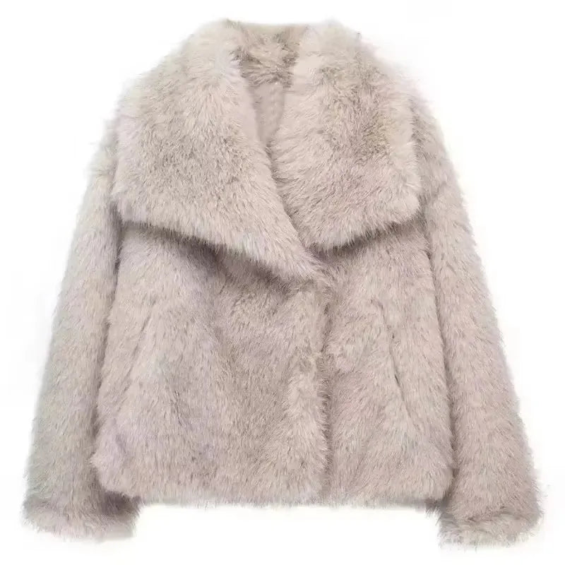 HH Women Elegant Faux Fur Coat