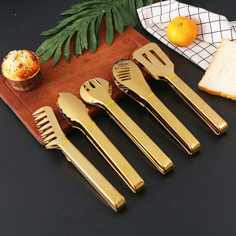 Gold Stainless Steel BBQ Tongs