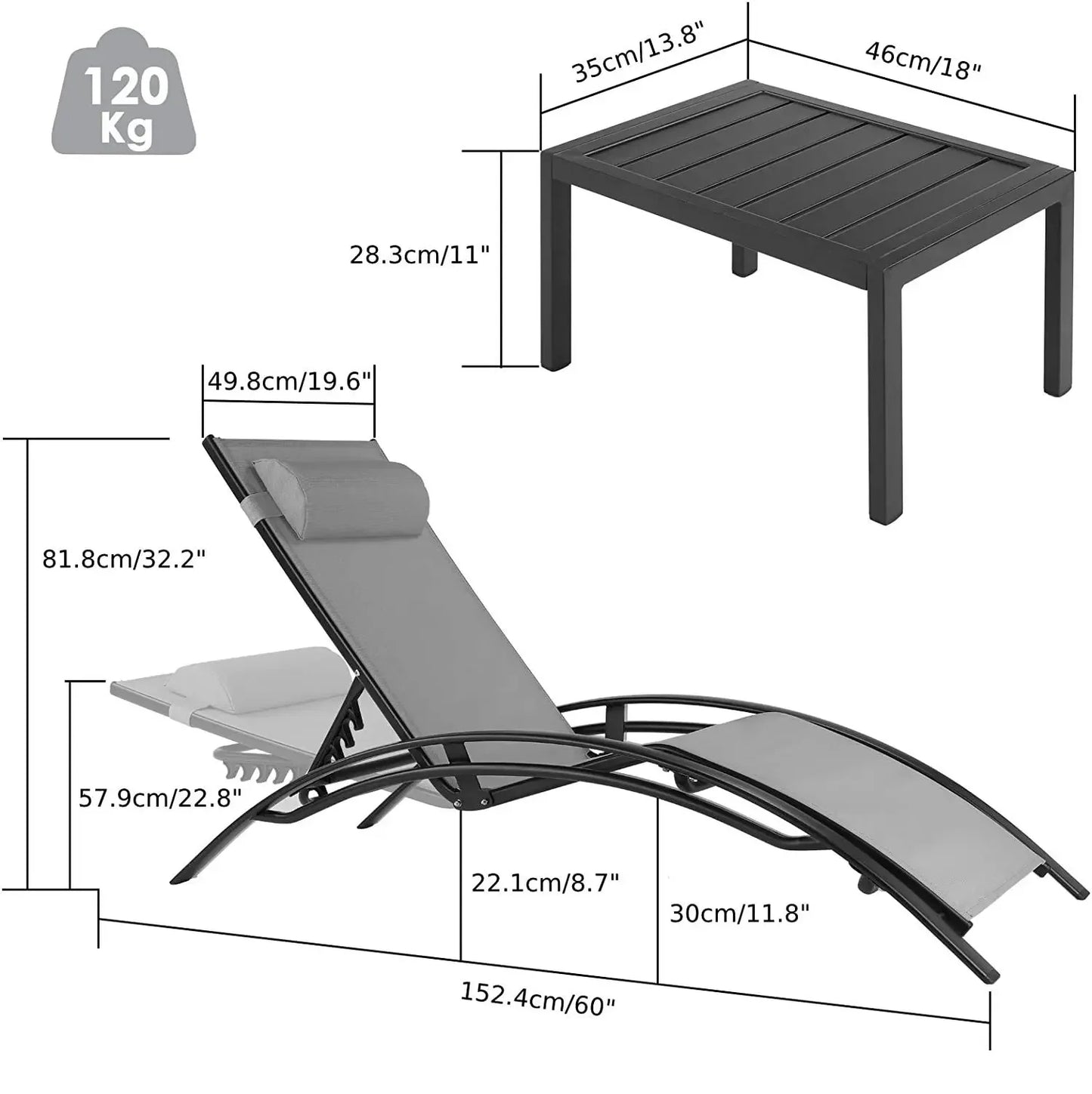 3-Piece Aluminum Outdoor Lounge Set