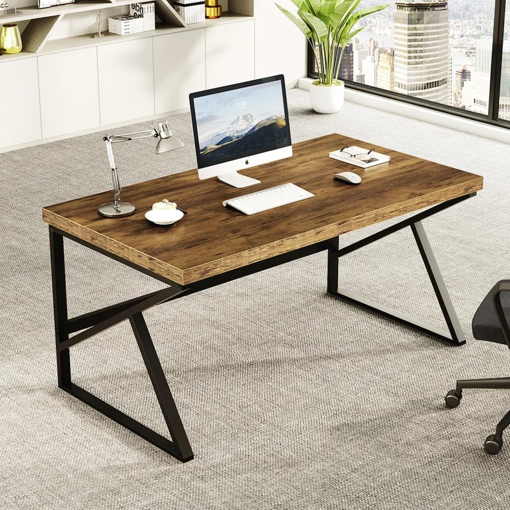 CHENGWEI Rustic Industrial Home Office Desk