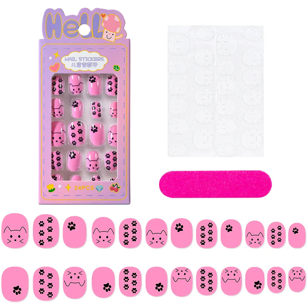 24Pcs Cute Bow Press-On Nails
