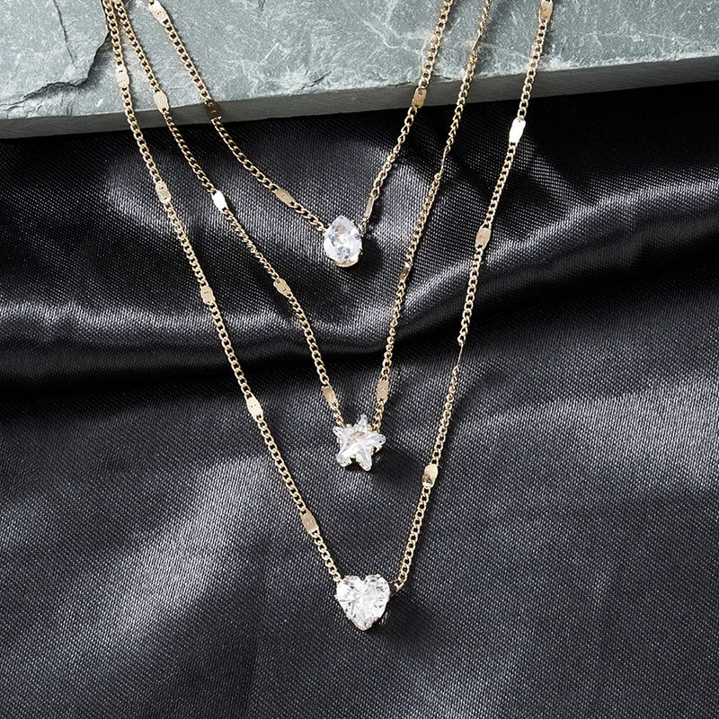 Trendy Zircon Multilayer Pendant Necklace