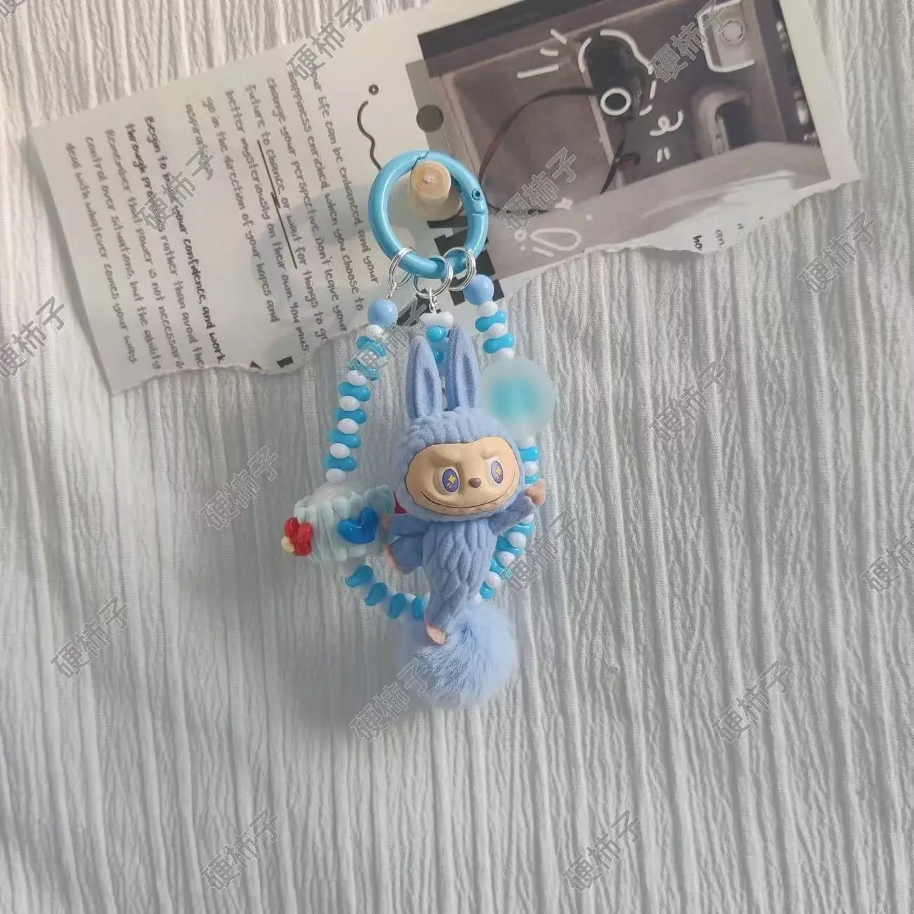 Labubu Yoga Mini Flocking Keychain Pendant