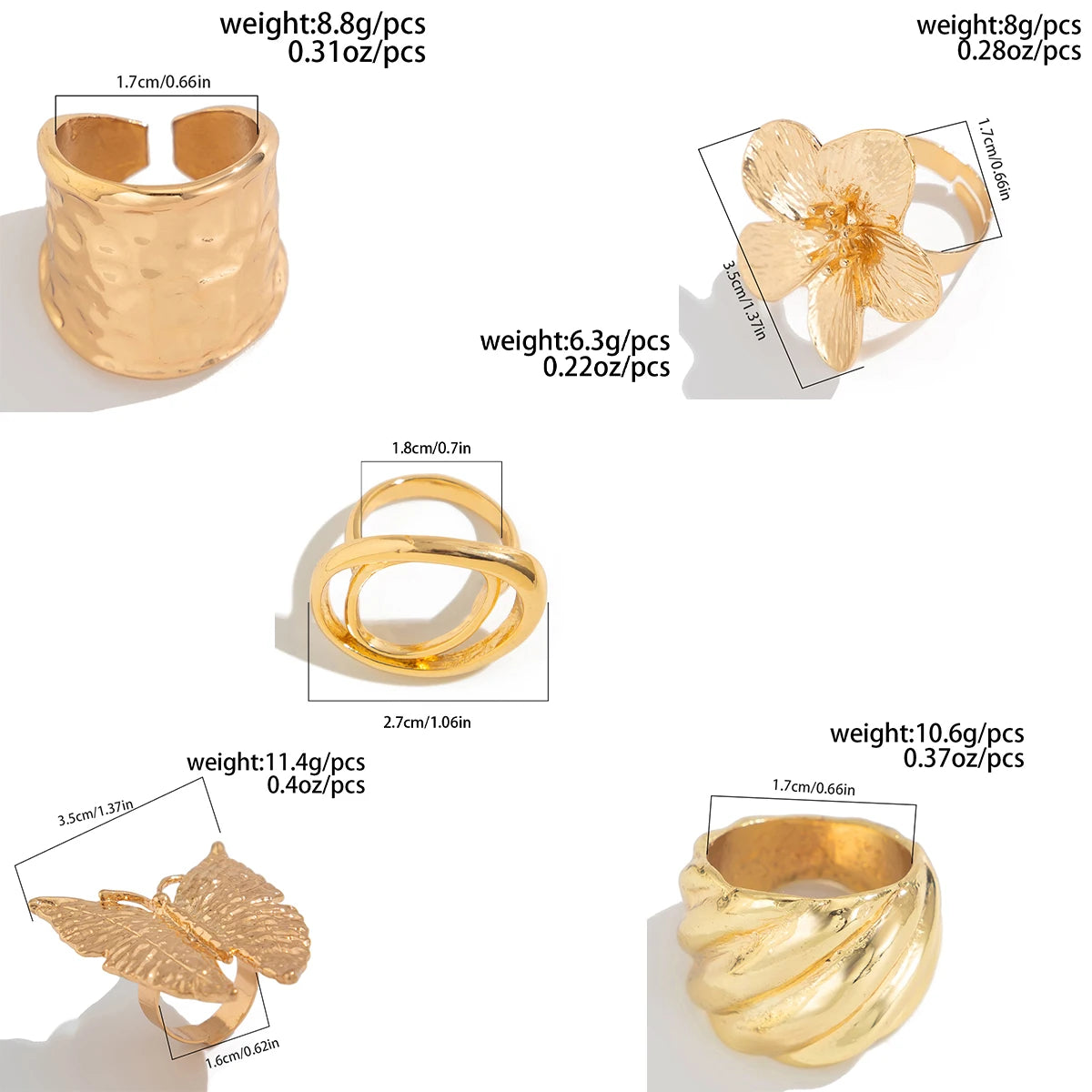 Boho Butterfly Flower Ring