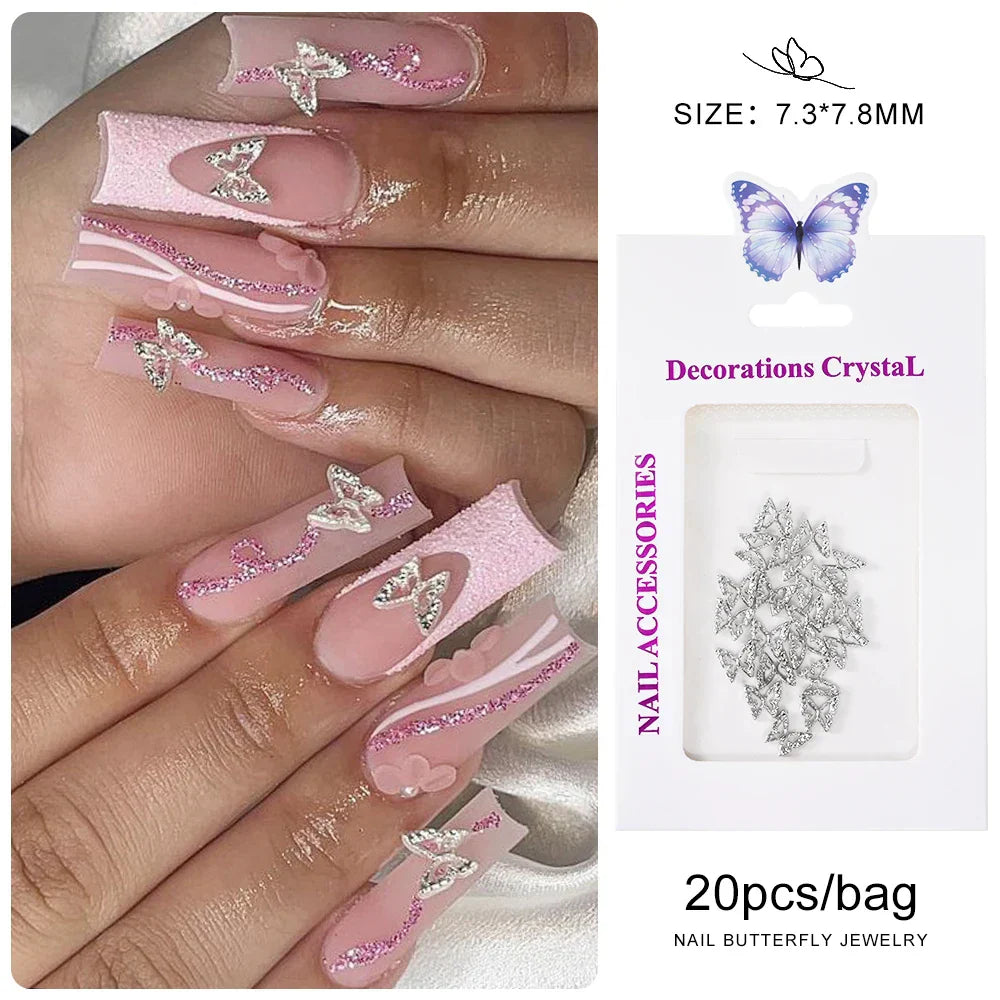 Gold/Silver Butterfly Nail Charms