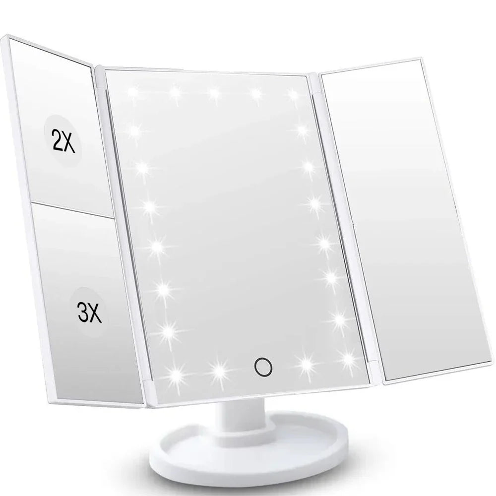 Trifold LED Makeup Mirror with Magnification