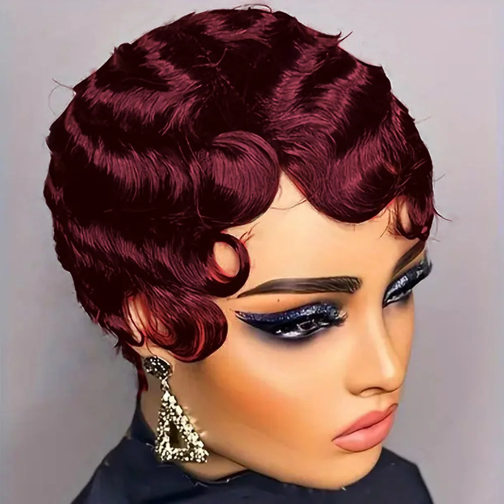 Short Finger Wave Human Hair Wig
