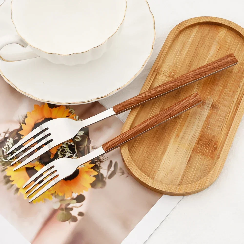 Stainless Steel Wooden Cutlery Set