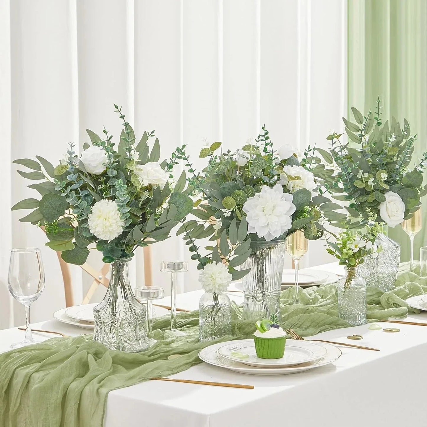 Artificial Eucalyptus Leaves Stems Set